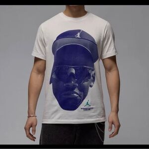 Men's NIKE AIR JORDAN BIG FACE PRINT CREW T SHIRTS WHITE new